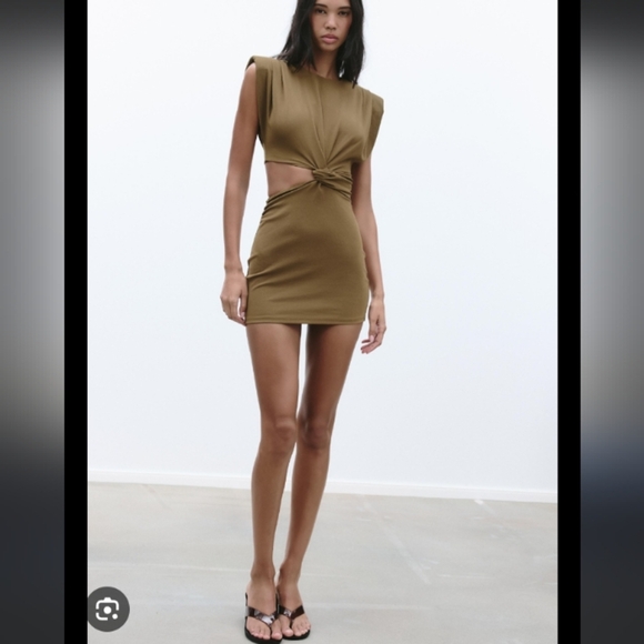 Zara Dresses & Skirts - Zara Cut-Out Shoulder Pad Dress